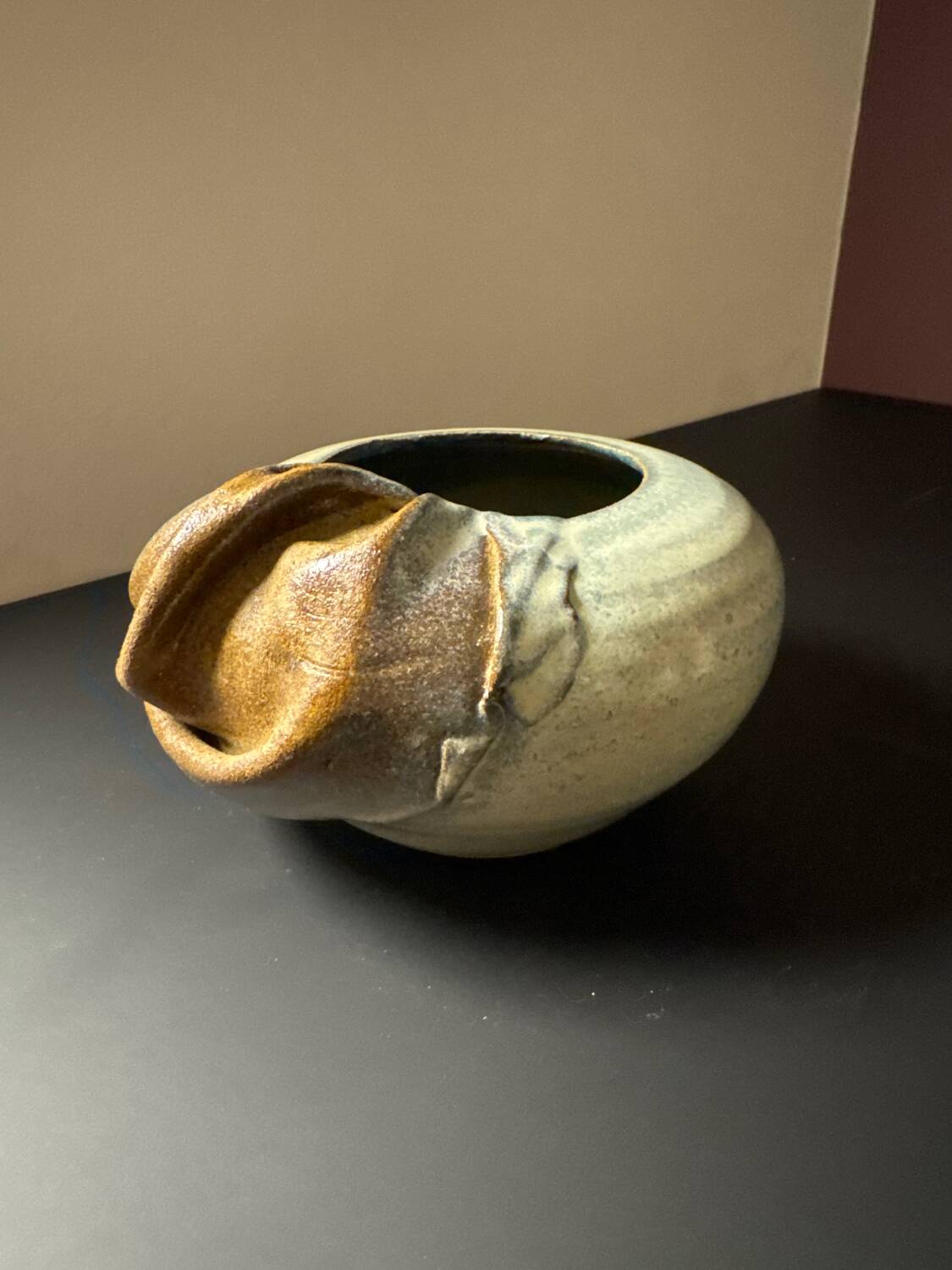 Sculptural ceramic vase – draped shape – vintage decorative piece