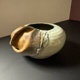 Sculptural ceramic vase – draped shape – vintage decorative piece