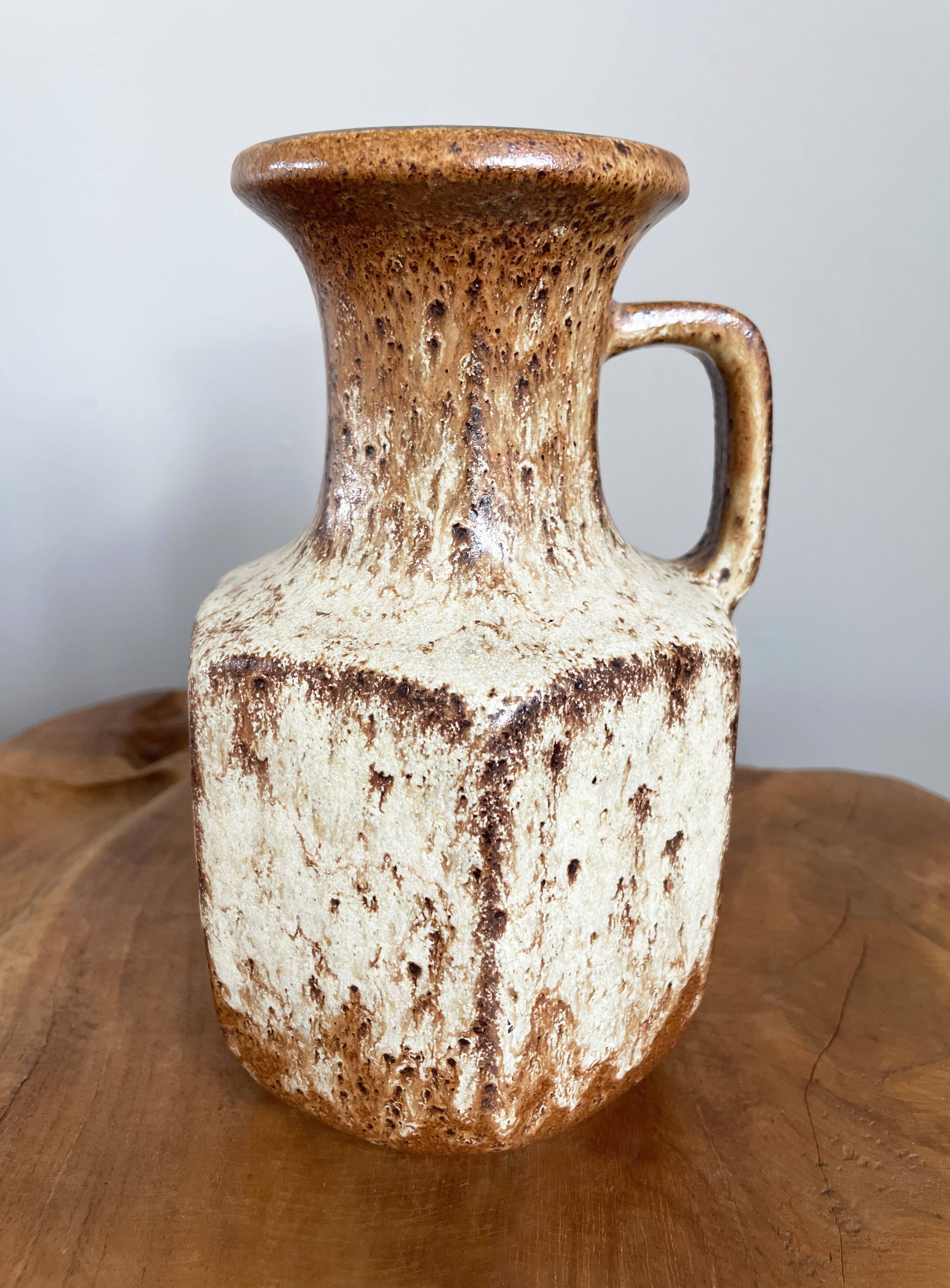 Vase brun-beige Scheurich 497-18, fat lava vintage, poterie d’art ouest-allemande (WGP)