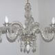French antique glass and crystal barley twist three-armed four-light chandelier 5135