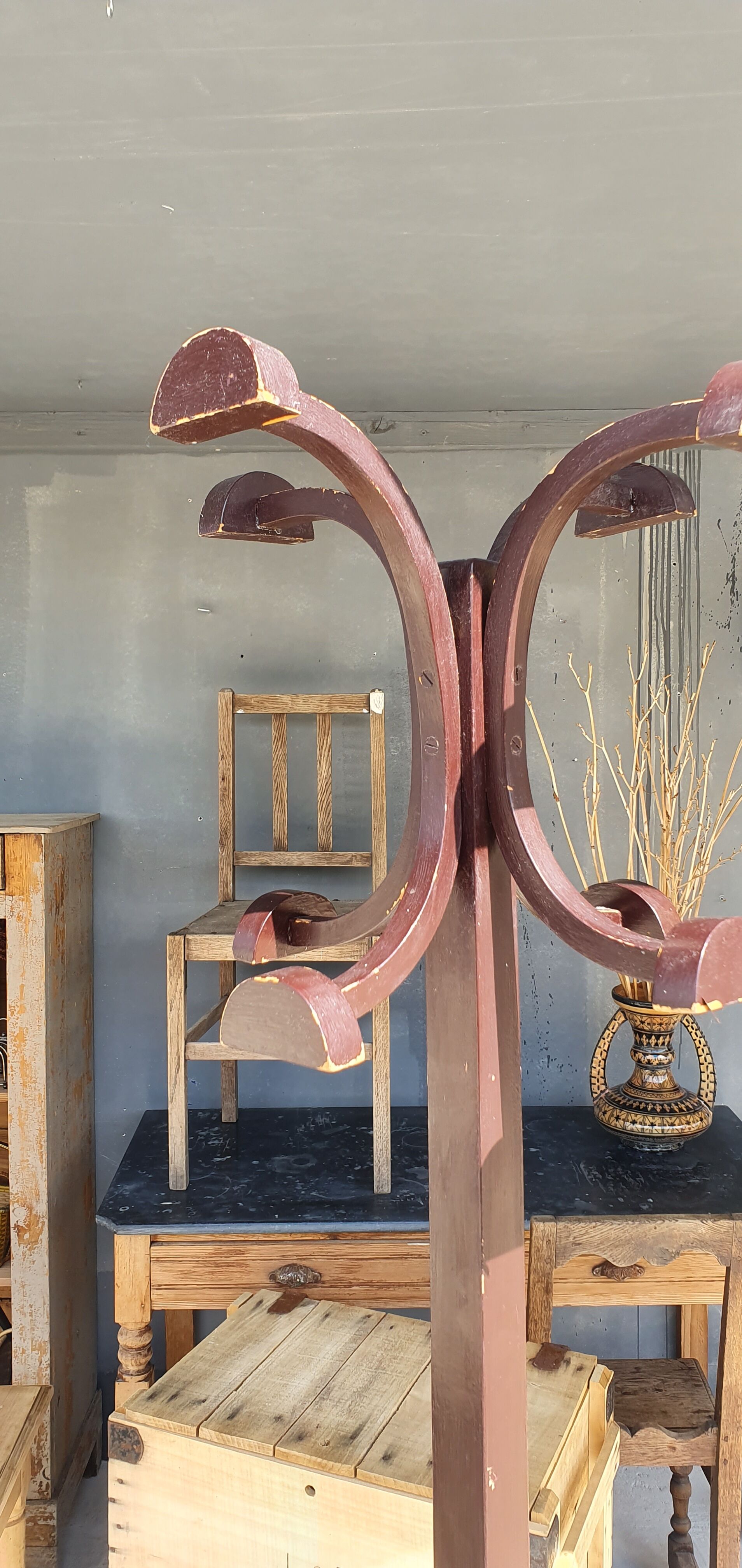 Painted wood coat rack