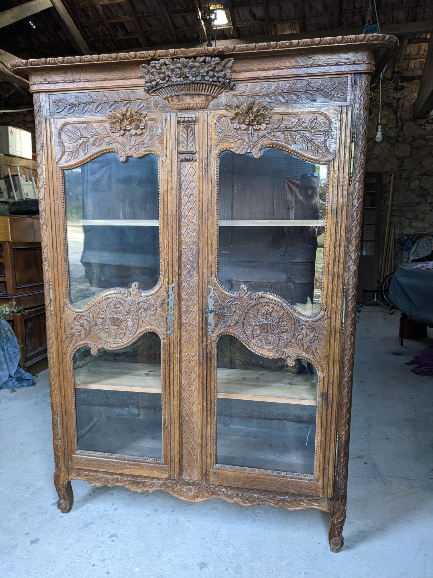 18th century Normandy oak wedding wardrobe
