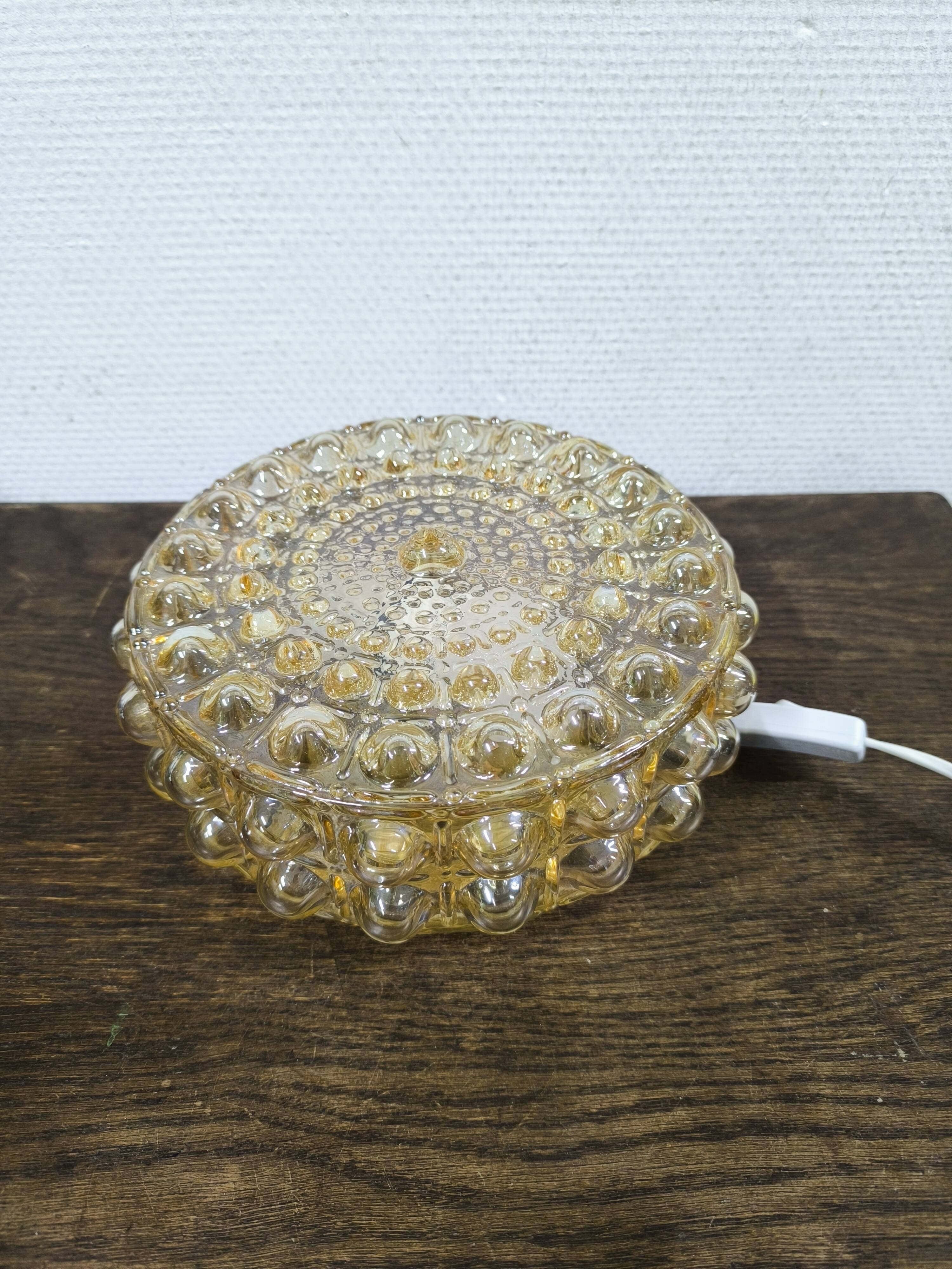 Amber bubble glass round ceiling light Philips 1960