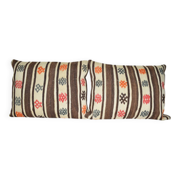Set of 2 vintage kilim cushion covers 46x61 cm