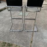 Mid-century tubular bar stools, set of 2