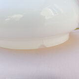 Vintage table lamp made of wood, opaline and brushed brass