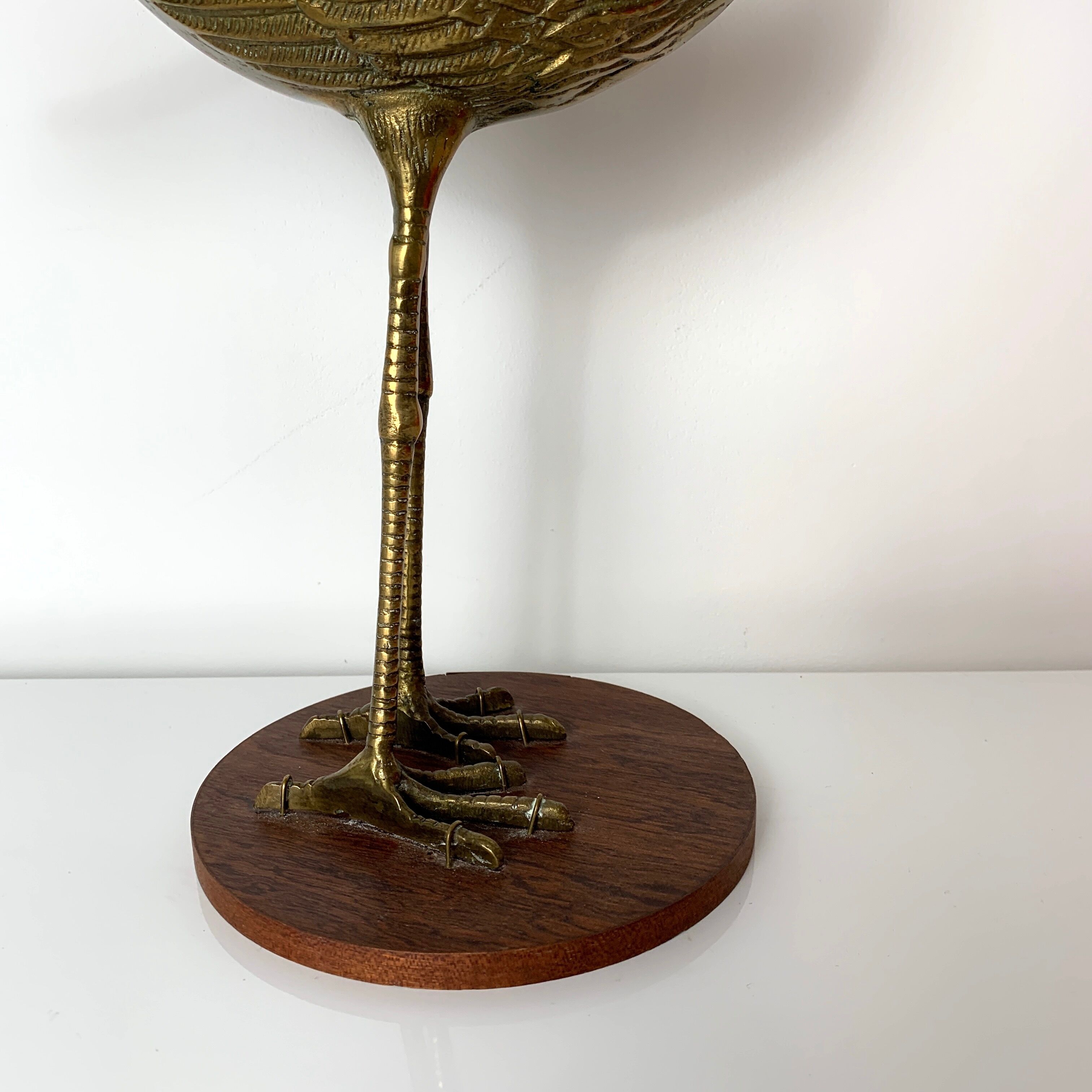 Sculpture subject vintage heron bird in brass