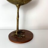 Sculpture subject vintage heron bird in brass
