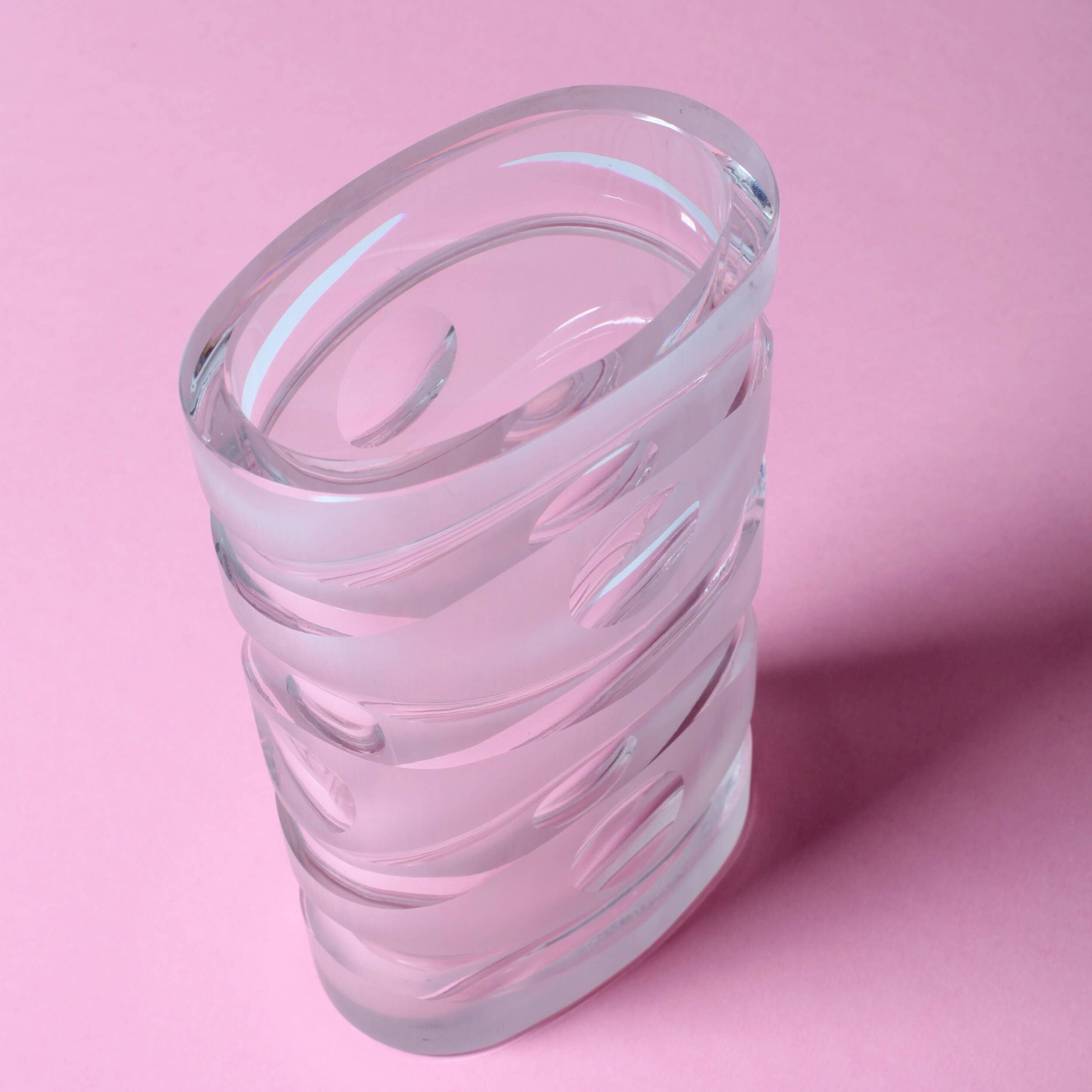 Mid-Century Iced Crystal Glass Vase: Peill & Putzler, Germany, 1960s