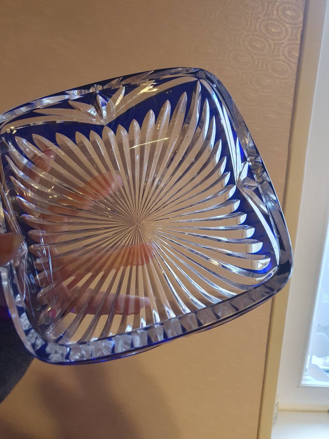 Vintage blue bohemian crystal pocket empty cup