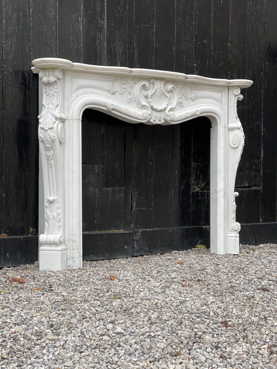 Louis XV style fireplace in Carrara marble circa 1980