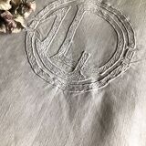 Old sheet in pure washed linen tinted in dove gray