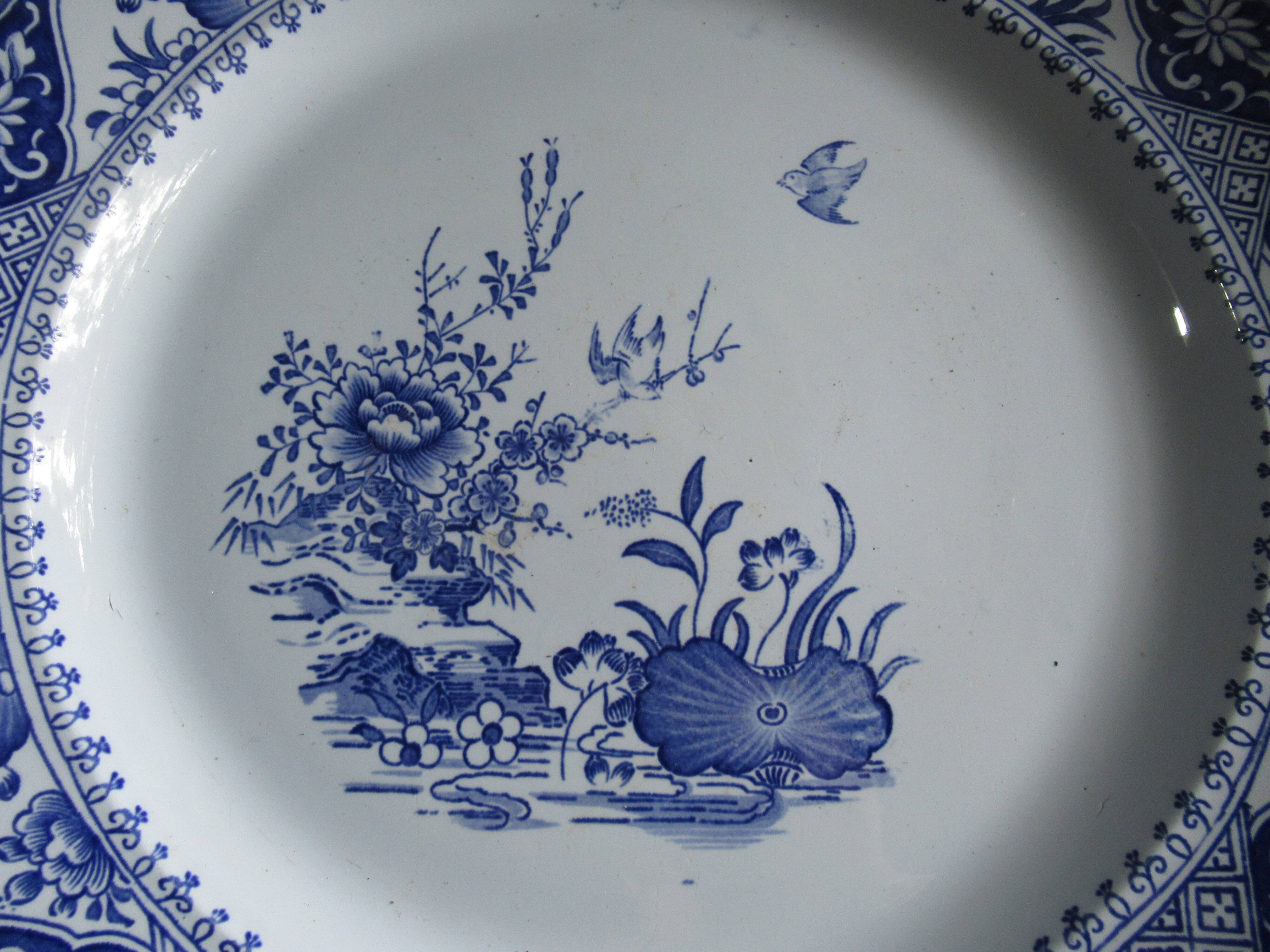 Large creil et montereau faience dish yedo 40 cm n°6 barluet & cie end of 19th century