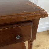 Nightstand, vintage side table with a drawer and a low shelf in solid wood