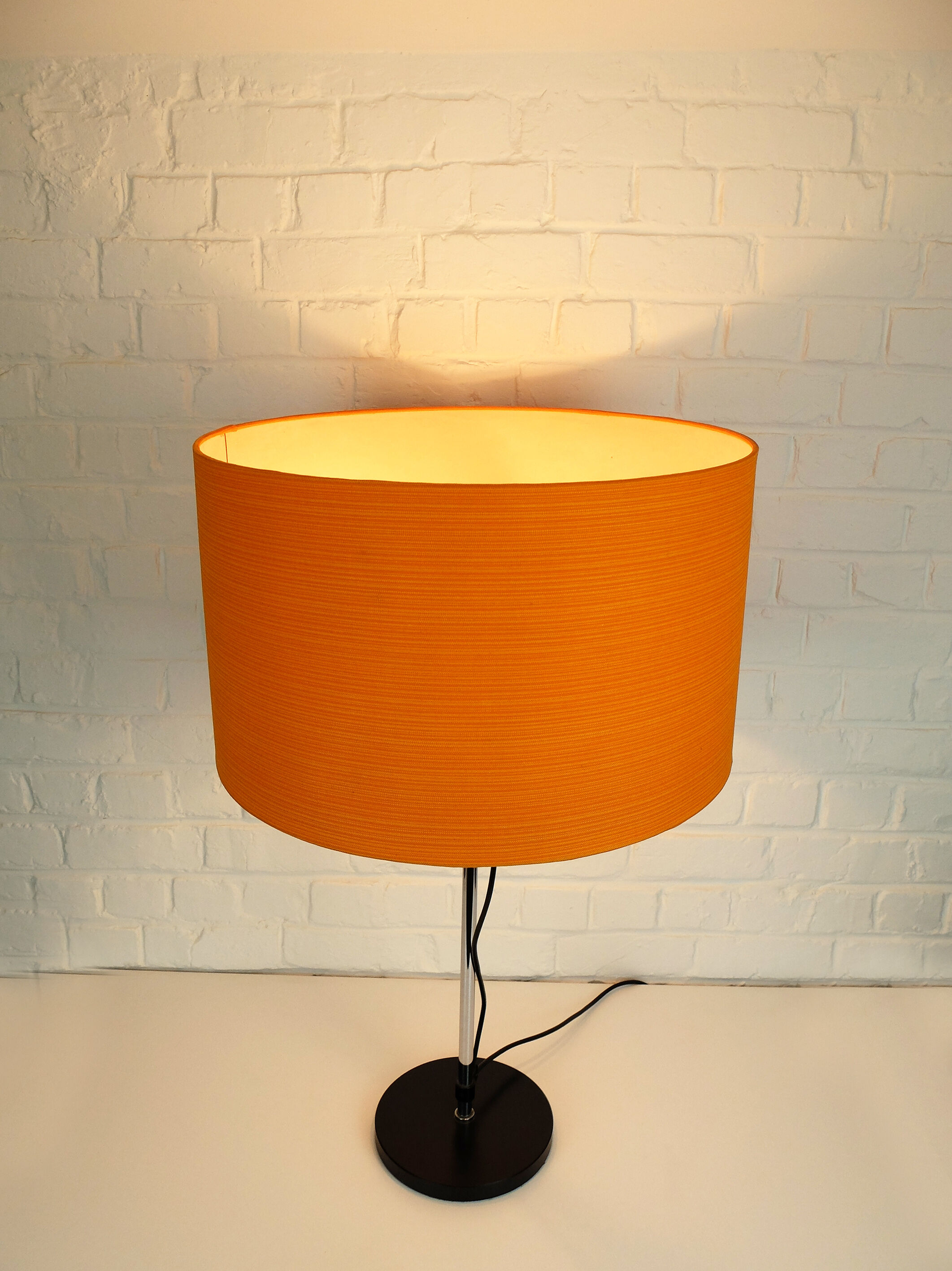 Adjustable Space Age table lamp, original orange lampshade, Staff Leuchten, Germany 1970