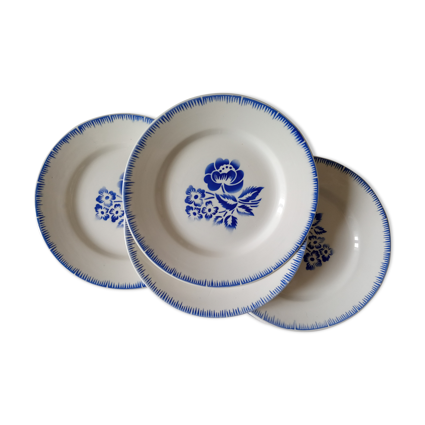 10 old dessert plates, iron earth, Digoin