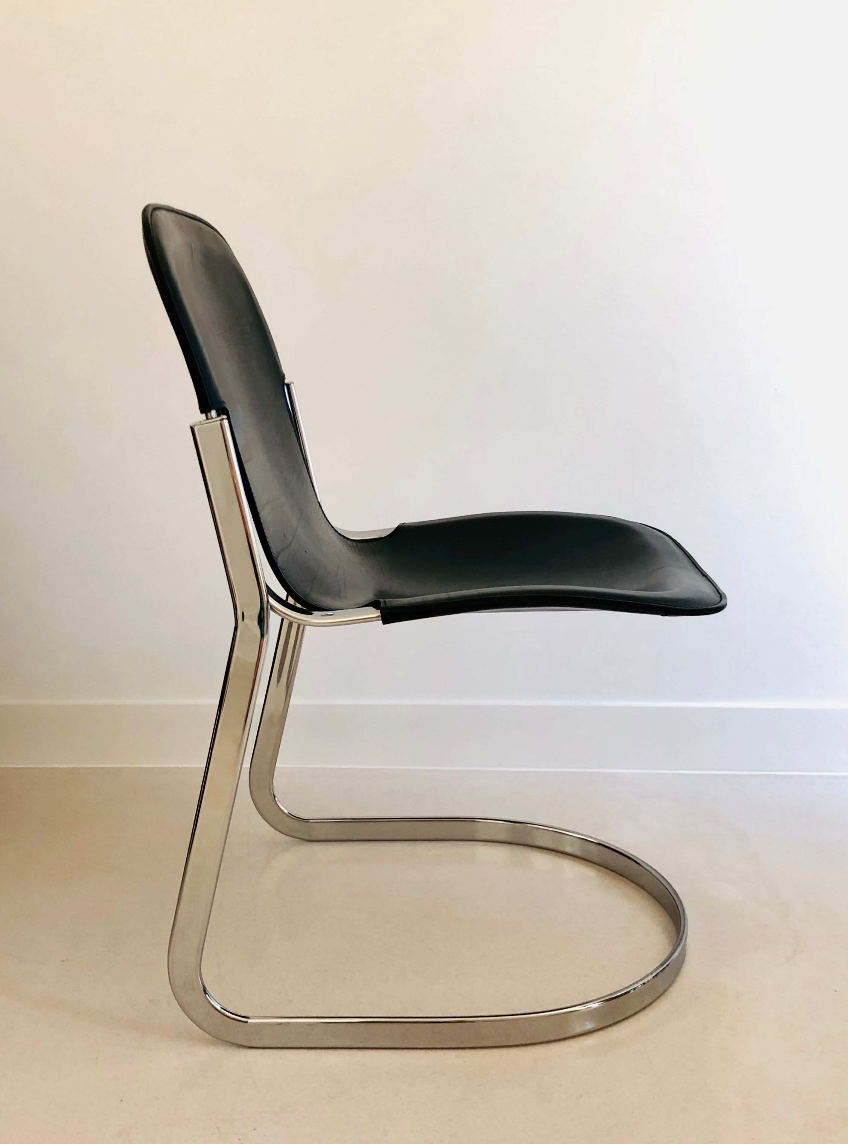 Black leather chair editions Cidue, Italy 70s