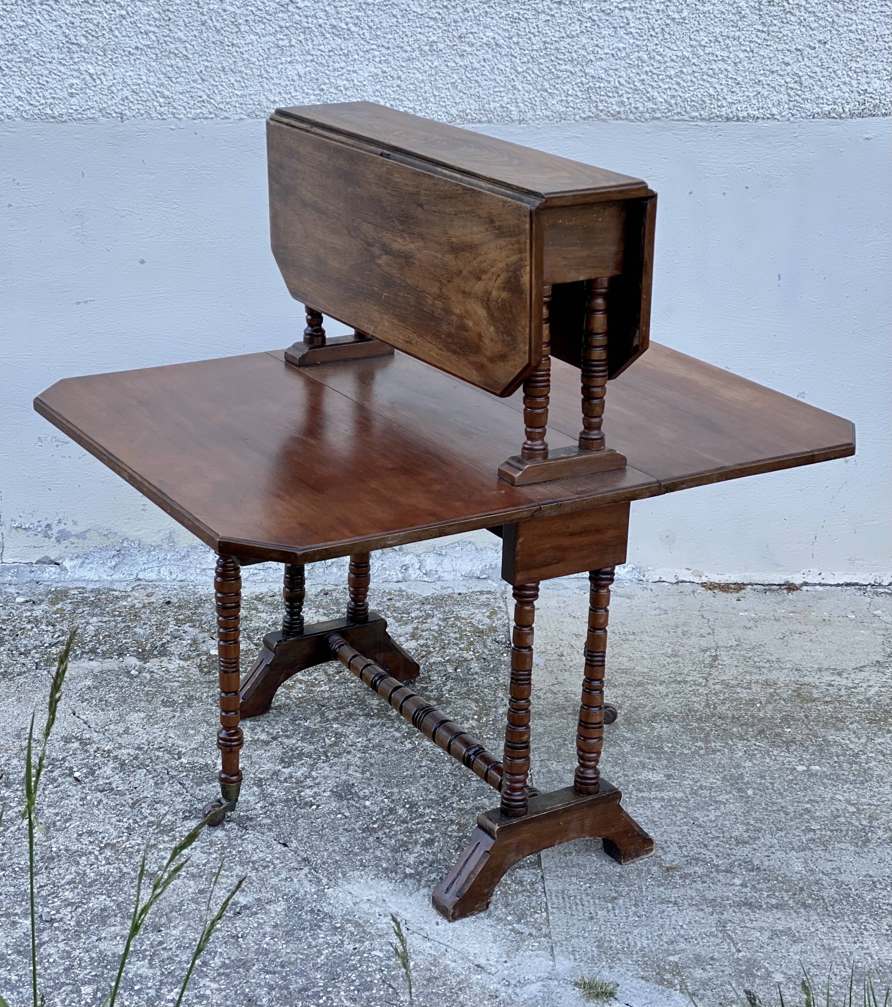 Table à volets gatleg modulable à 2 plateaux vintage 1950