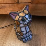 Vintage cat lamp in glass and metal