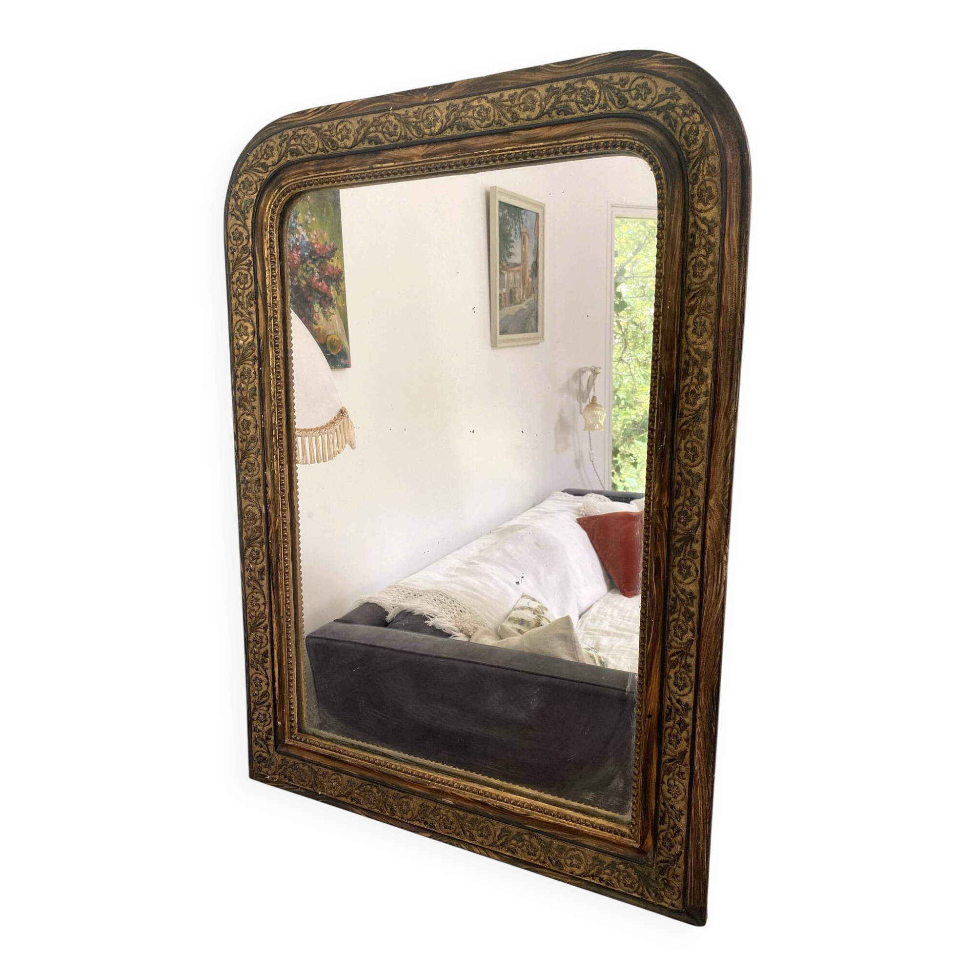 Louis-Philippe mirror, wood and gilded stucco — late 19th century