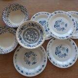 3 bowls and 5 blue plates