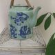 rare green celadon teapot ancient dragons or phoenix decoration with glaze and wicker handles signed /th