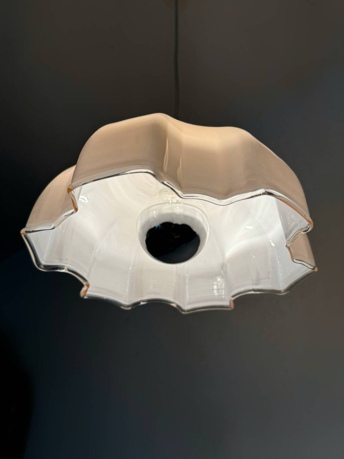 Opaline chandelier Czechoslovakian design 1960s