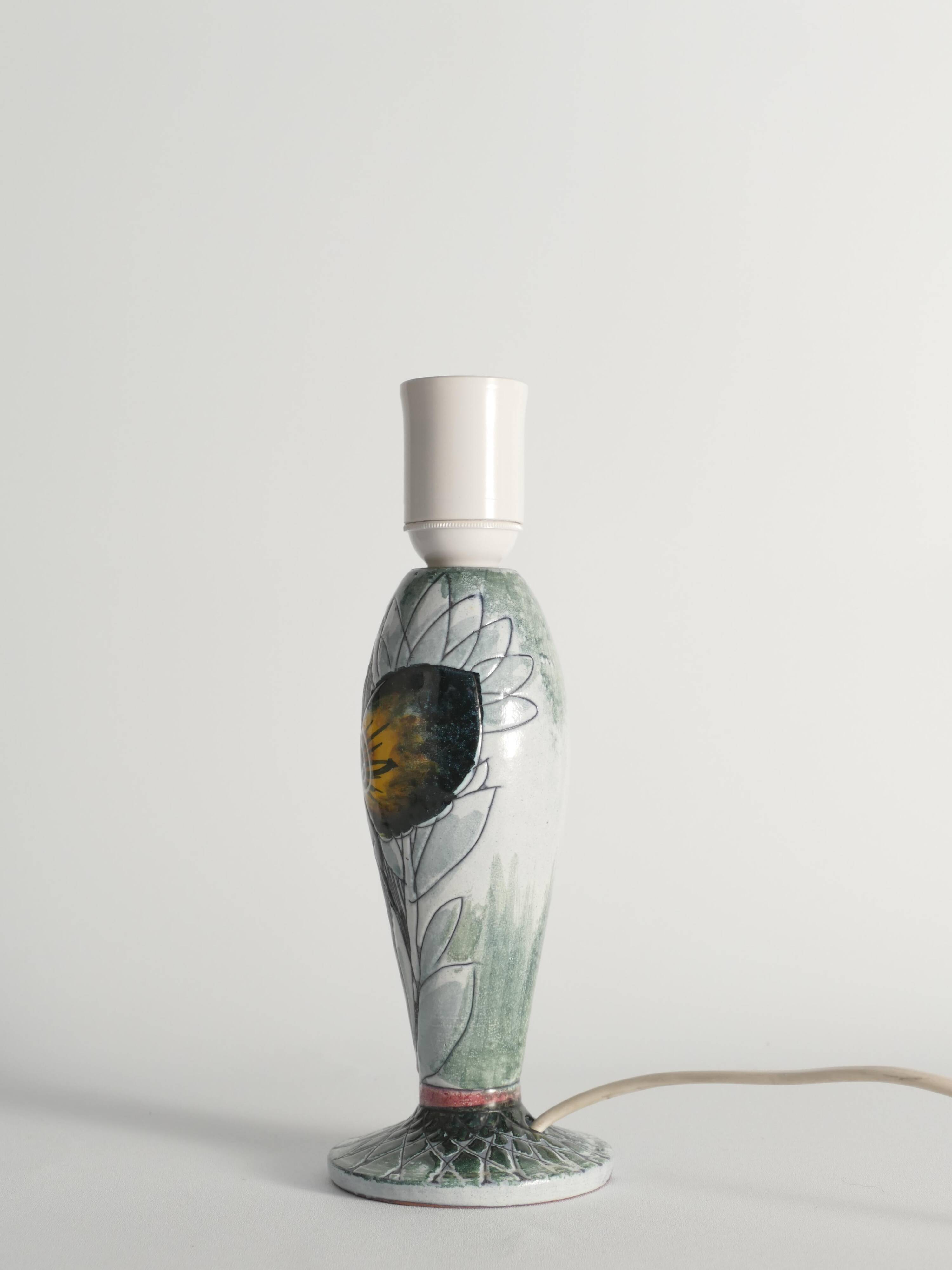 Scandinavian Modern Ceramic Butterfly Motif Table Lamp by Tilgmans, Sweden 1960