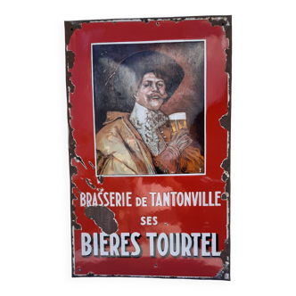 Enamelled plate Beer Tourtel