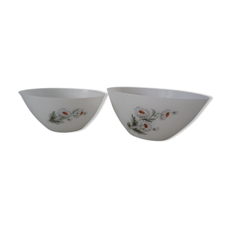 2 salad bowls flowers daisies arcopal 266102