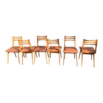 Chaises vintage skaï marron