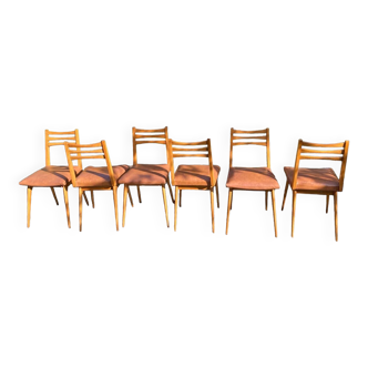 Vintage brown skai chairs
