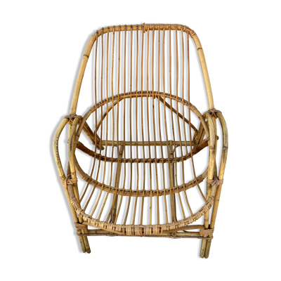 Fauteuil coquille en rotin