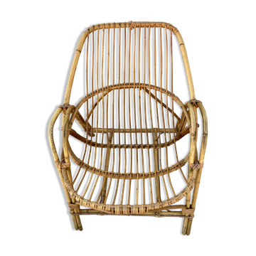 Fauteuil coquille en rotin