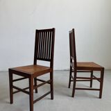 Set of 2 Oak and Cane Chairs by Hans Vollmer for Prag-Rudniker Wickerwork
