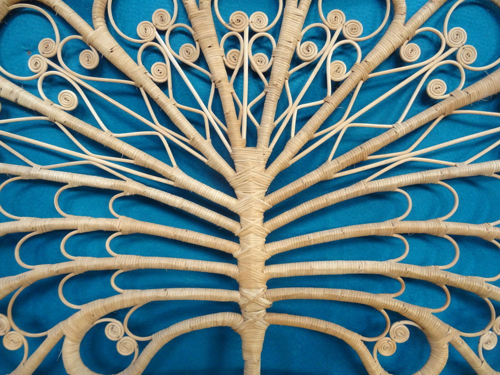 Peacock double rattan headboard