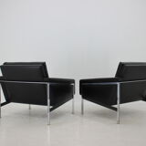 1960s Pair of Steel and Leather Armchairs by Lübke, Germany
