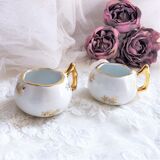 Paire de salerons salières en porcelaine de Luxe de France