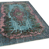 Handmade antique turkish 1970s 170 cm x 272 cm blue rug