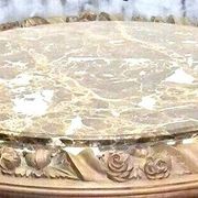 Round carved beechwood table with marble top, Louis XV style