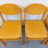 Set of 4 minimalist vintage beechwood chairs from the 80s