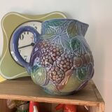 Ceramic pitcher salins france barbotine vintage retro