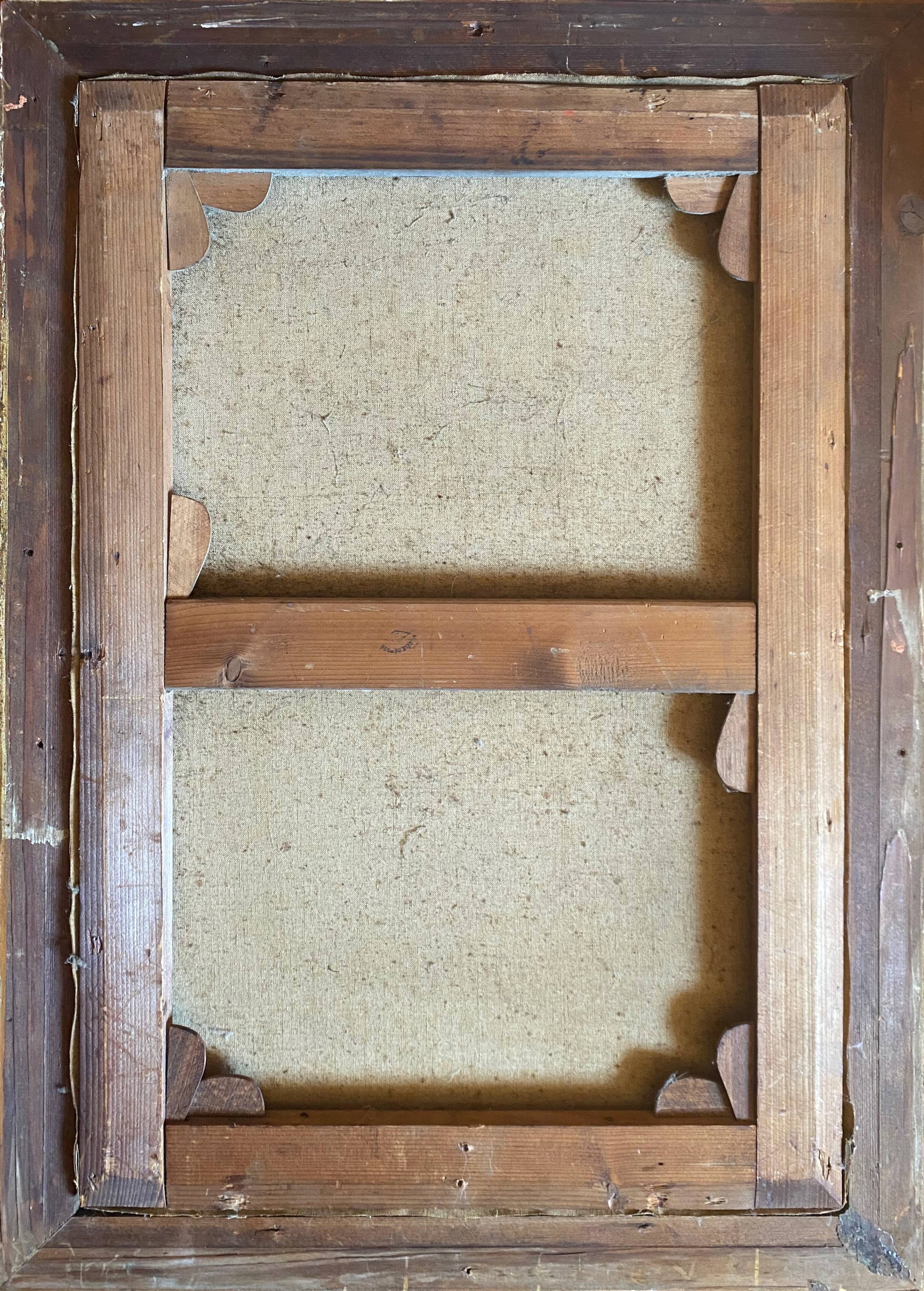 Painting Provencal school "Animated landscape" signed Jane Colat XIX ° century + frame