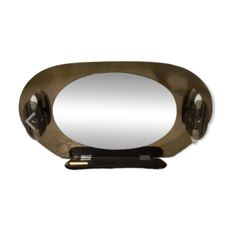 Lupi luxor oval mirror in smoked glass, 1960.70
