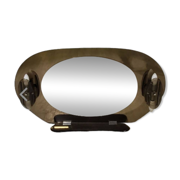 Miroir ovale lupi luxor en verre fumé, 1960,70