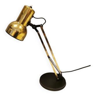 Gold coloured table lamp, Danish from Lyskaer Lighting (LB) 1980s, with black "base"