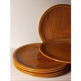 Ten plates in Salins slip with braided patterns 50s