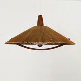 Raffia bast and teak pendant lamp by Temde
