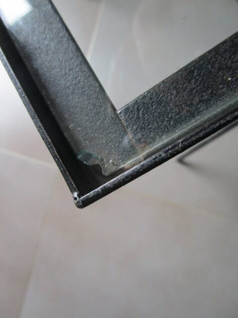 50s/60s coffee table in black metal and glass top