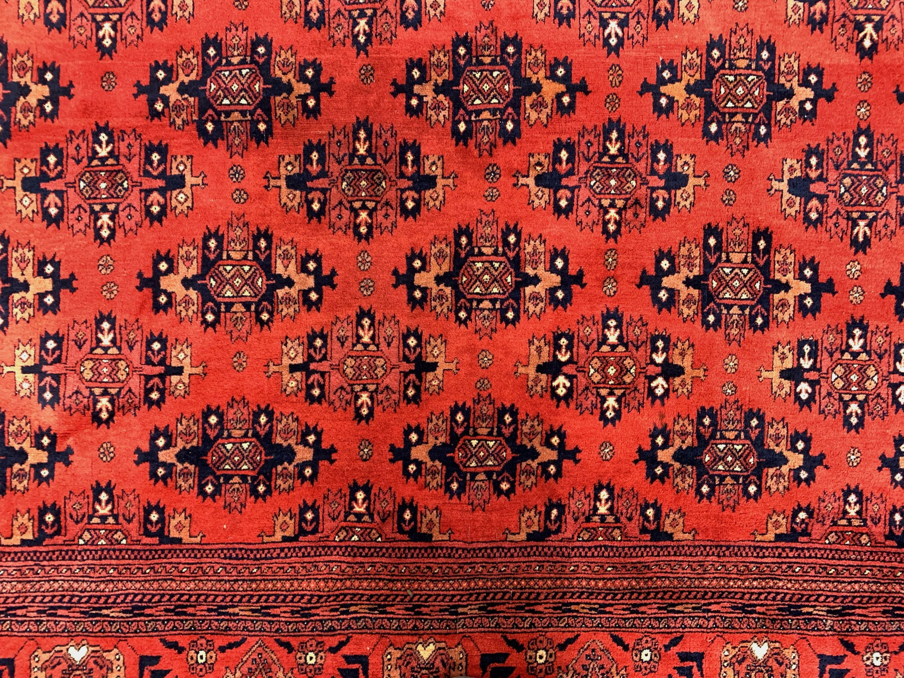 Vintage Afghan Turkoman Khalmohammadi Rug 284x213 cm, Red, Black Tribal Large